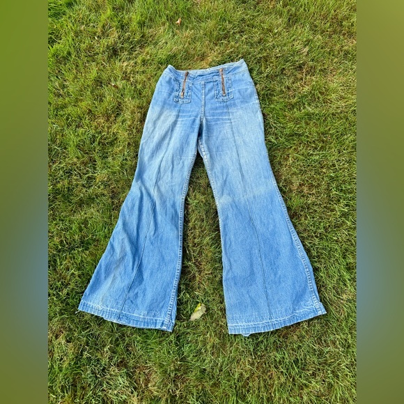 Wrangler Denim - 70s Vintage Wrangler Dual Front Zipper Bell Bottoms Sz 28